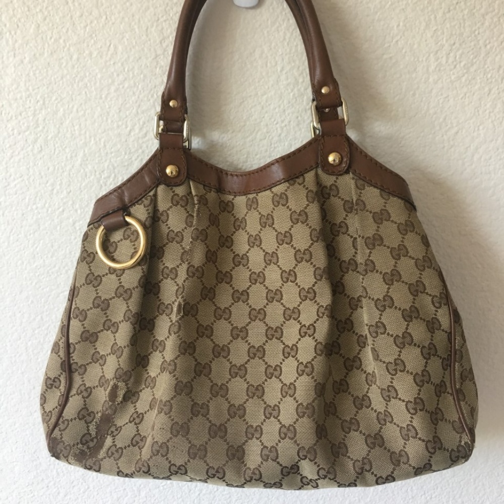 Gucci Sukey Dark Brown Jacquard Tote Handbag
